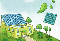 手绘绿色环保太阳能电池