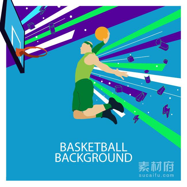 飞身扣篮的篮球海报