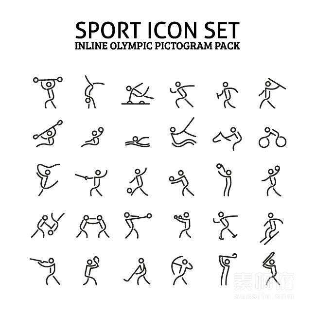 奥运会的各种运动项目动作的小人图标