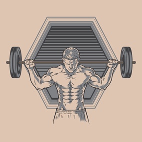 健身房里举重健身的肌肉男