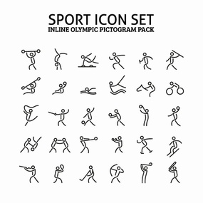 奥运会的各种运动项目动作的小人图标