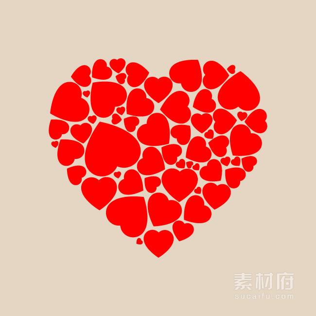 红色的心形组成的大心形