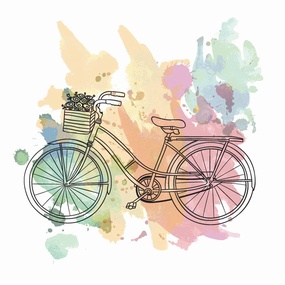 自行车线描插画