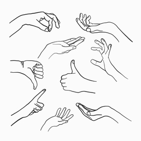 手绘线描各种手势动作