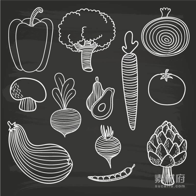 黑板画健康蔬菜