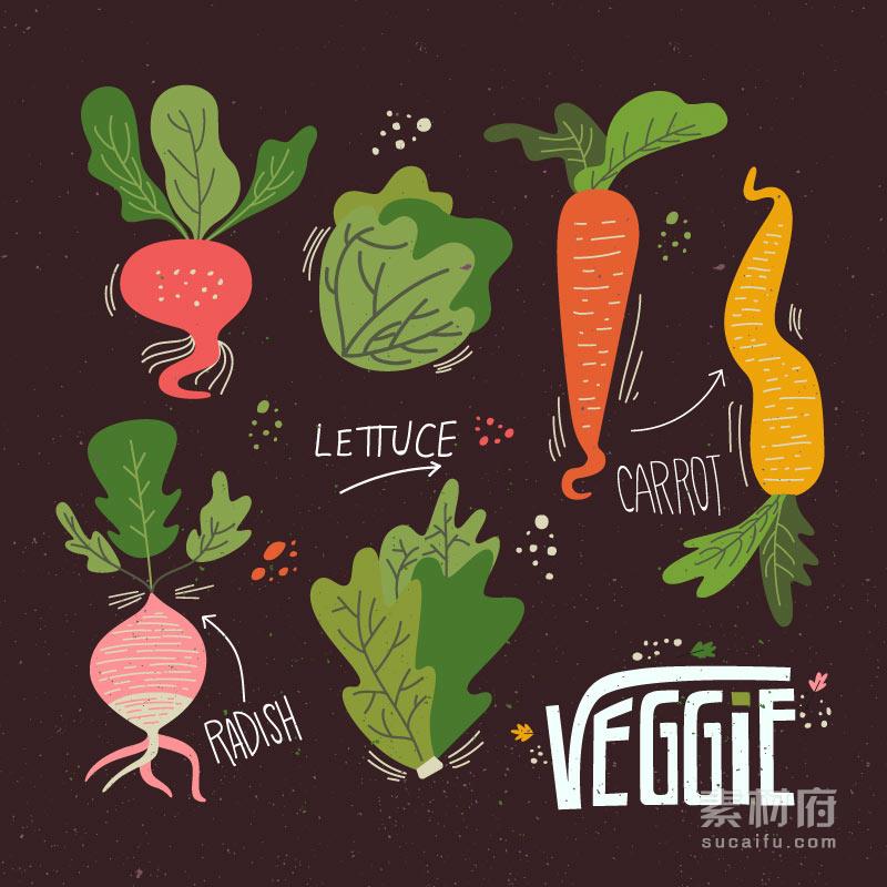 卡通风格的蔬菜插画