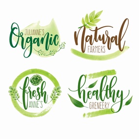 绿色自然健康的饮食图标logo