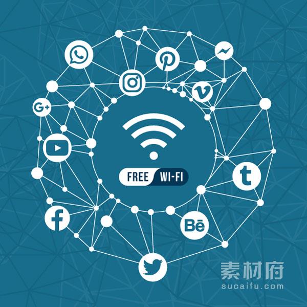 社交网络WIFI概念图