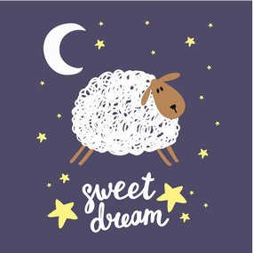 卡通可爱儿童动物绵羊晚安抱枕图案设计矢量图