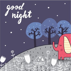 卡通可爱儿童动物小象晚安抱枕图案设计矢