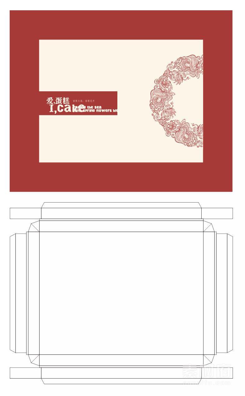 红色蛋糕盒子设计图纸
