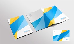 蓝黄色几何图形画册封面设计
