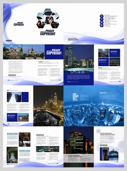 青蓝色的整套商务企业画册设计