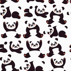 可爱熊猫平铺背景矢量图案