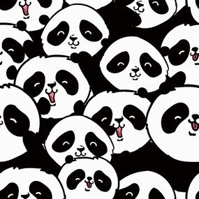 可爱的一群熊猫无缝平铺背景矢量图案