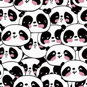 可爱的一群熊猫无缝平铺背景矢量图案