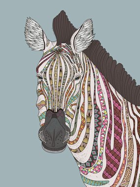 北欧创意动物插画华丽条纹的斑马