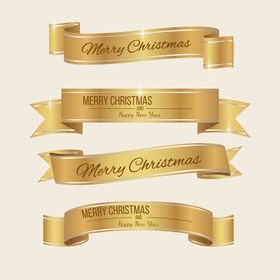 金色圣诞节装饰标签带