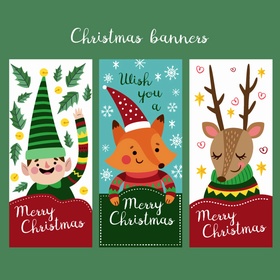 圣诞节可爱动物卡片标签
