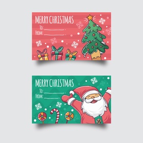 手绘圣诞老人和圣诞树卡片