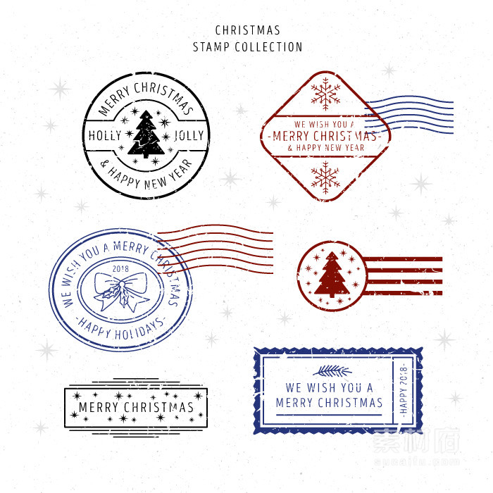 圣诞节邮戳印章模板