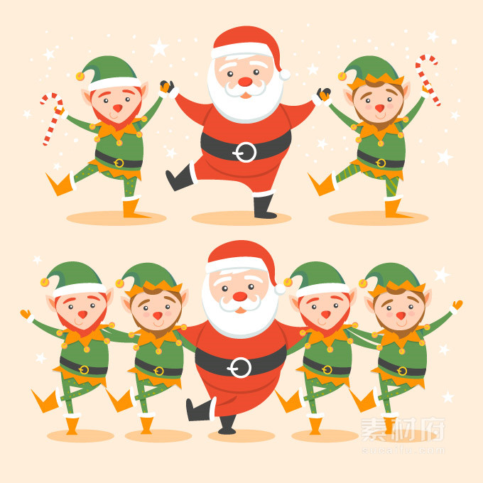 圣诞老人和士兵一起跳舞