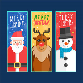 圣诞老人和麋鹿雪人的竖版海报设计