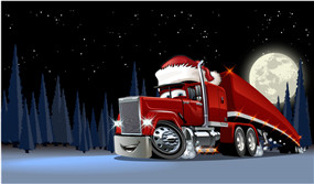 圣诞老人大卡车在送礼物的路上疾驰