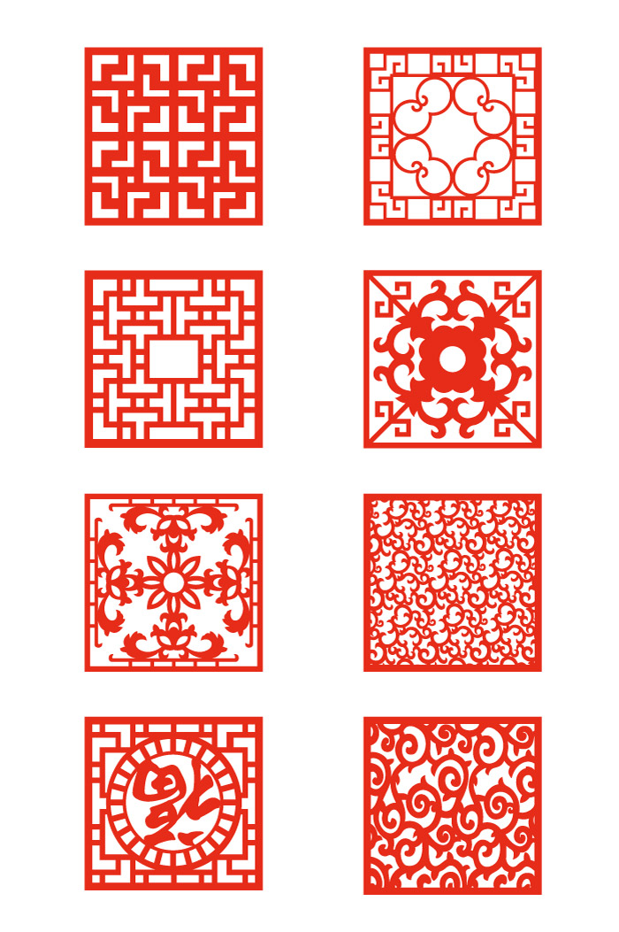 方形中式传统窗花图形