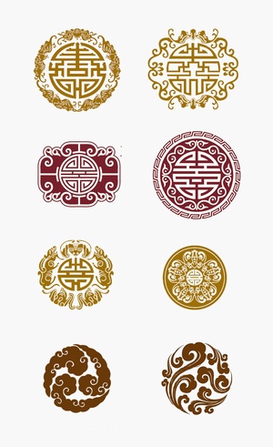 传统中式圆形福寿禄图形图案