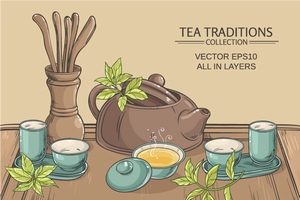 传统茶文化插画