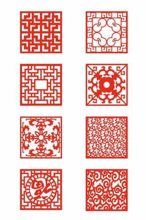 方形中式传统窗花图形