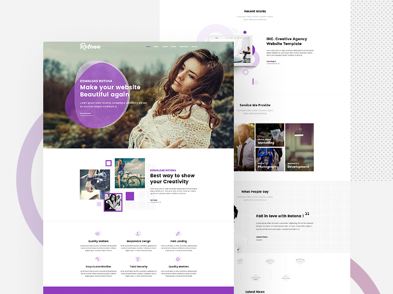 紫色系创意网页模板设计