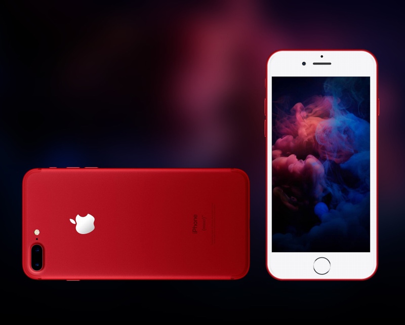 红色苹果iPhone7手机模型贴图样机模板