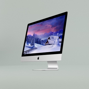 45度视角iMac一体机苹果台式电脑样机模板