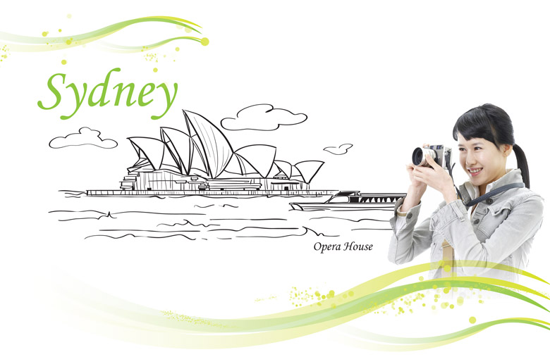 旅游海报手绘线描悉尼歌剧院图