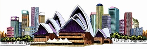 手绘悉尼歌剧院建筑图