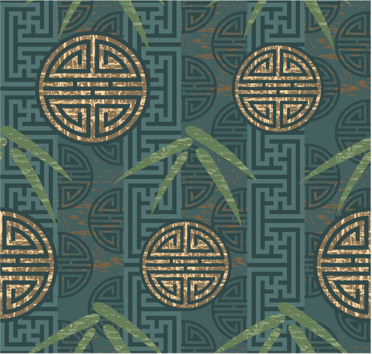 翠绿色的中式古典图案纹理
