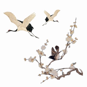 传统中国工笔花鸟仙鹤元素素材