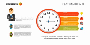 与钟表时间相关的四个步骤信息图表素材