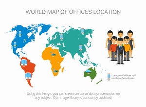公司业务在世界地图上的分布信息图表