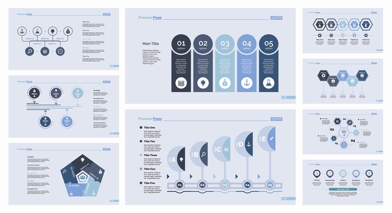 蓝灰色商务流程步骤概述信息图标设计