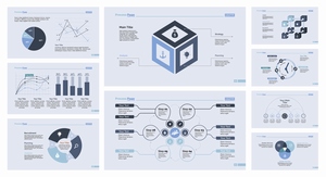 九张蓝灰色商务PPT结构组成分类信息图表设计