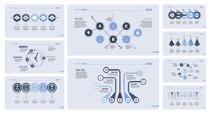 蓝灰色商务圆形步骤流程PPT信息图表设计