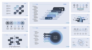 蓝灰色商务组织结构PPT信息图表设计
