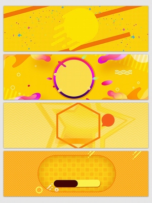 黄色抽象几何背景banner素材