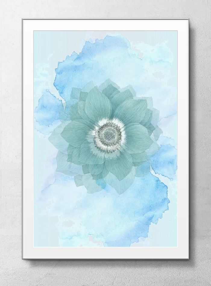 蓝色的水彩花卉底纹背景图案