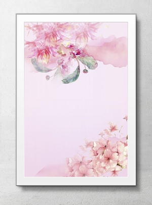 粉色水彩花卉海报背景底纹图案