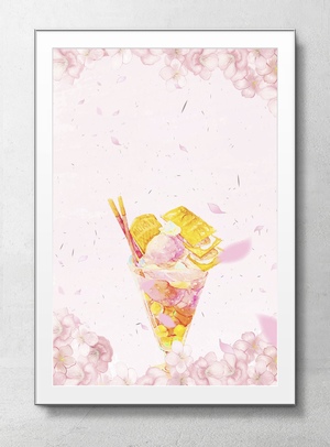 水彩手绘夏日水果冷饮冰淇淋海报背景