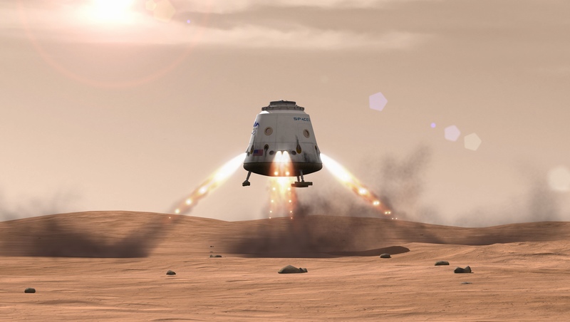 SpaceX Dragon V2火星着陆渲染图片
